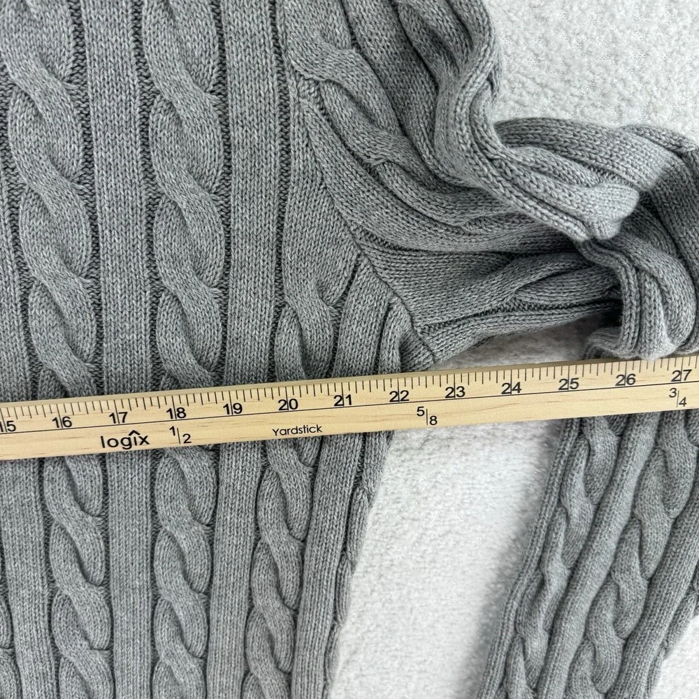 Polo Ralph Lauren Cable Knit Crewneck Sweater Mens XL Gray Cotton